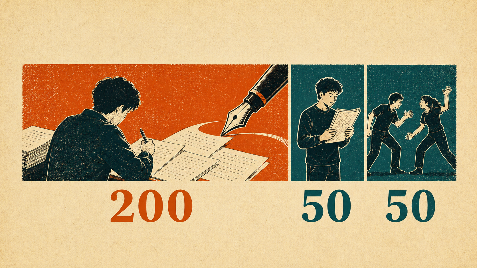 导演统考300分中写作占200分的分值结构